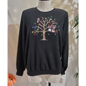 Alfred Dunner NWT Womens Christmas Owl Beaded Embellished Fleece Sweater Size S